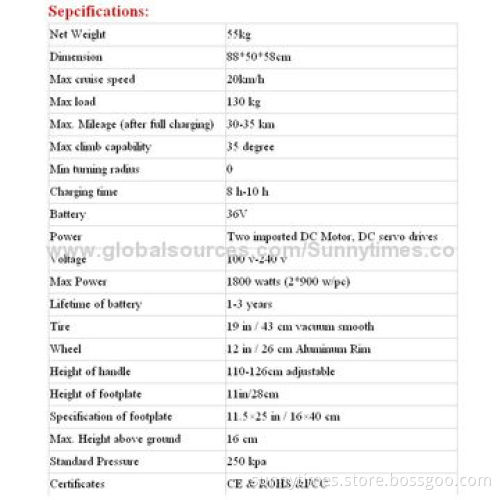 China golf electric two-wheeled self balance scooter with CE certification, golden